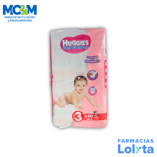 [1755] PAÑAL HUGGIES ULTRA CONFORT NIÑA ETAPA 3 C/40 PZAS KIMBERLY CLARK