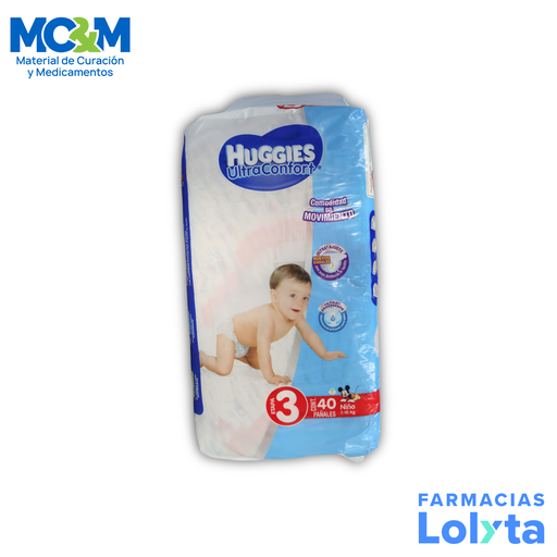 [1759] PAÑAL HUGGIES ULTRA CONFORT NIÑO ETAPA 3 C/40 PZAS KIMBERLY CLARK