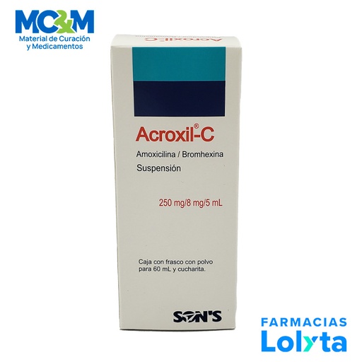 [1768] AMOXICILINA BROMHEXINA SUSPENSION 250/8 MG/5 ML FCO C/60 ML ACROXIL-C LAB SONS
