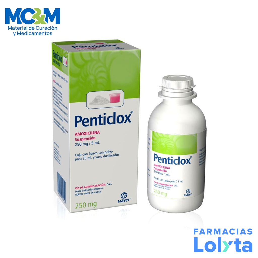 AMOXICILINA SUSPENSION JARABE 250MG/5 ML C/60ML PENTICLOX LAB MAVER
