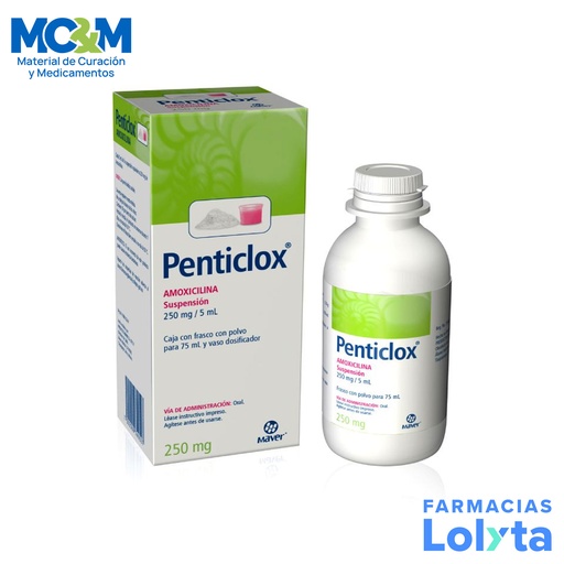 [1772] AMOXICILINA SUSPENSION JARABE 250MG/5 ML C/60ML PENTICLOX LAB MAVER