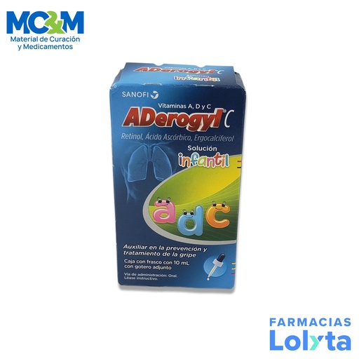 [1773] ADEROGYL INFANTIL VITAMINAS A D Y C SOL ORAL C/10 ML RETINOL ACIDO ASCORBICO ERGOCALCIFEROL