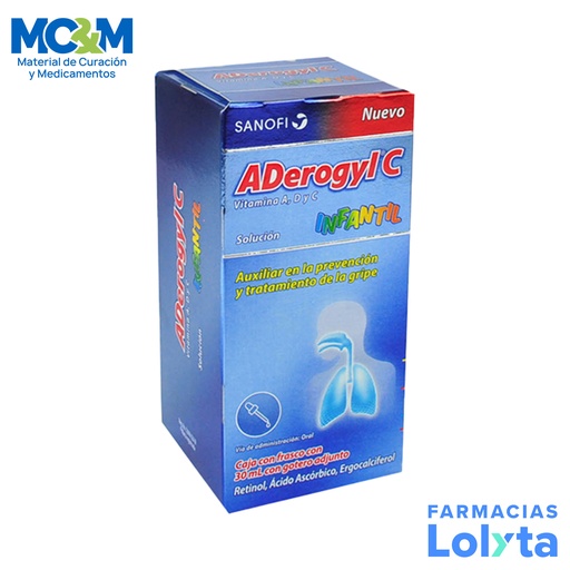 [1775] ADEROGYL INFANTIL VITAMINAS A D Y C SOL ORAL C/30 ML RETINOL ACIDO ASCORBICO ERGOCALCIFEROL LAB SANOFI