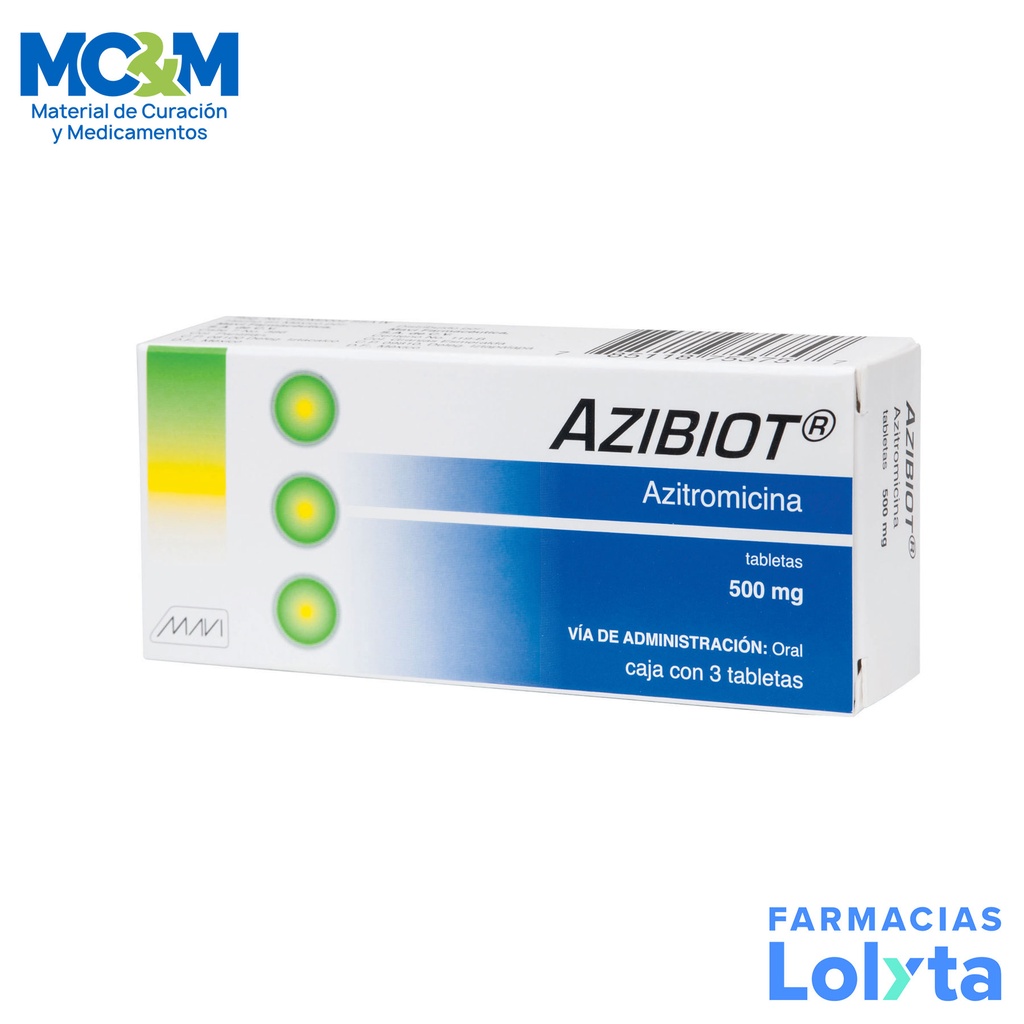 AZITROMICINA 500 MG C/3 TAB AZIBIOT LAB MAVI