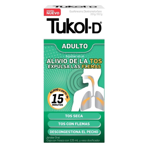 [1831] TUKOL-D JARABE ADULTO 2/0.2G FCO C/125 ML GUAIFENESINA DEXTROMETORFANO LAB GENOMMA