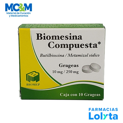 [1845] BUTILHIOSCINA METAMIZOL SODICO 10/250 MG C/10 TAB BIOMESINA COMPUESTA LAB BIOMEP