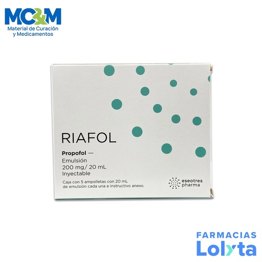 [1092] PROPOFOL SOL INY 200 MG/20 ML C/5 AMP RIAFOL LAB ESEOTRES PHARMA