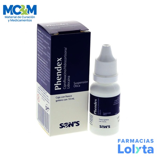 [1885] CIPROFLOXACINO HIDROCORTISONA LIDOCAINA 2/10/50 MG SUSP OTICA C/10 ML PHENDEX LAB SONS