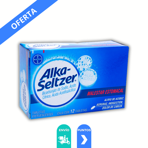 [1945] ALKA-SELTZER 1.976/1/0.324 G C/12 TAB BICARBONATO DE SODIO ACIDO CITRICO ACIDO ACETILSALICILICO LAB BAYER