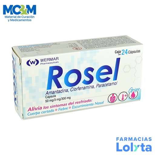 [1952] AMANTADINA CLORFENAMINA PARACETAMOL 50/3/300 MG C/24 CAP ROSEL LAB WERMAR