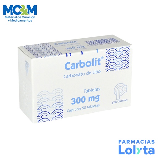 [2027] CARBOLIT 300 MG C/50 COMPRIMIDOS CARBONATO DE LITIO LAB PSICOFARMA GRUPO III