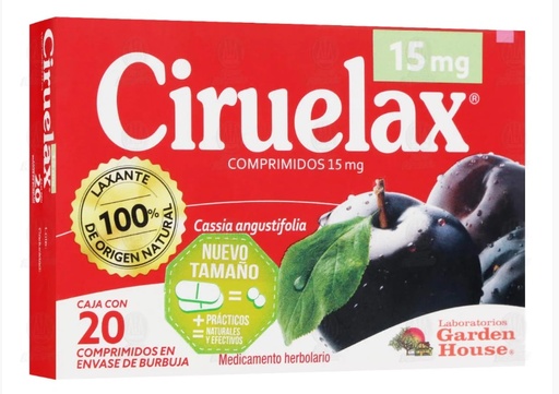 [2066] CIRUELAX 15 MG C/20 COMPRIMIDOS CASSIA ANGUSTIFOLIA LAB MEGALABS