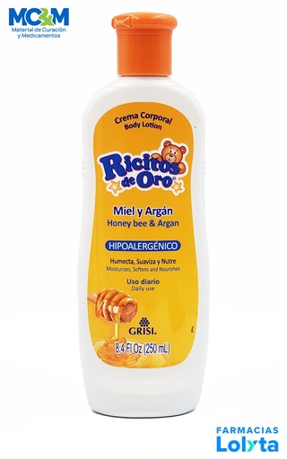 [2095] CREMA CORPORAL RICITOS DE ORO MIEL Y ARGAN HIPOALERGENICO C/250 ML