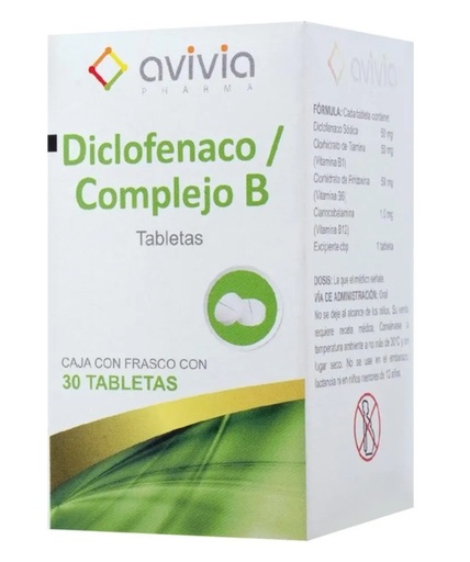 [2131] DICLOFENACO COMPLEJO B 50/50/50/1.0 MG C/30 TAB LAB AVIVIA
