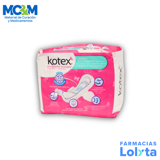 [2266] KOTEX SLIM CON ALAS ULTRADELGADA FLUJO MODERADO C/10 TOALLAS (AZUL) KIMBERLY CLARK