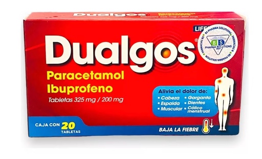[2285] PARACETAMOL IBUPROFENO 325/200 MG C/20 TAB DUALGOS LAB LIFERPAL MD