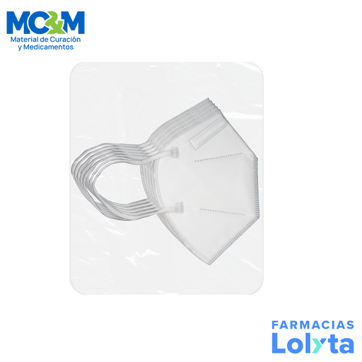 [2297] MASCARILLA PROTECTORA BLANCA KN95 C/5 PIEZAS DENTILAB