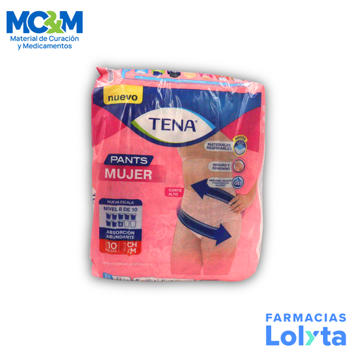 [2348] TENA PANTS MUJER C/10 PZAS TALLA CHICA/MEDIANA ROPA INTERIOR DESECHABLE ESSITY