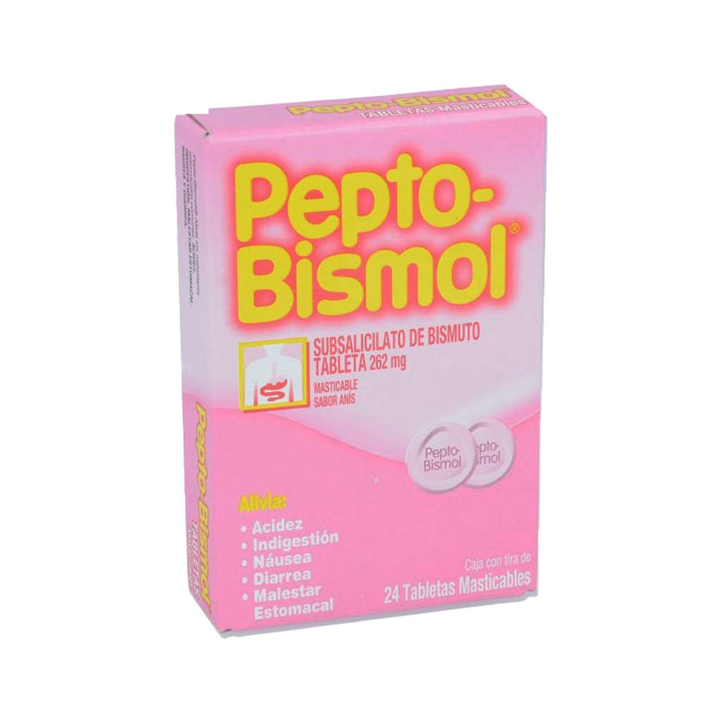 PEPTO-BISMOL 262.4 MG C/24 TAB MASTICABLE SUBSALICILATO DE BISMUTO ...