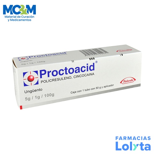 [2398] PROCTOACID UNGUENTO 5G/1G/100G C/50 G POLICRESULENO CINCOCAINA LAB TAKEDA