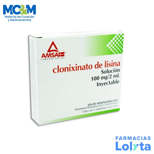 [2430] CLONIXINATO DE LISINA SOL INY 100 MG/2 ML C/5 AMP LAB AMSA