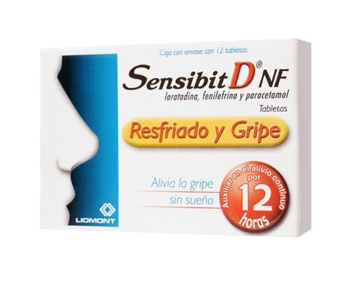 [2448] SENSIBIT D NF 12H 2.5/5/500 MG C/12 TAB LORATADINA/FENILEFRINA/PARACETAMOL LAB LIOMONT
