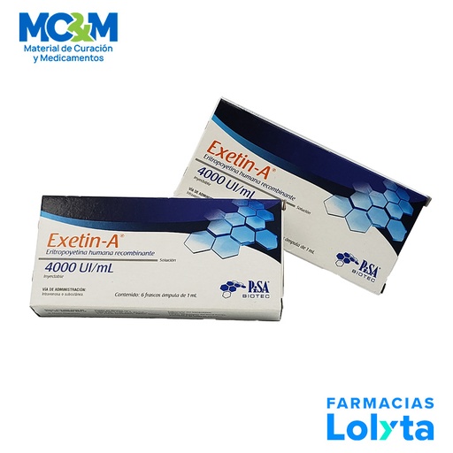 [2453] ERITROPOYETINA HUMANA RECOMBINANTE SOL INY 4000 UI/ML C/6 AMP EXETIN-A LAB PISA (RF)