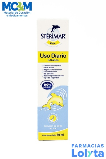 [2475] STERIMAR BEBE USO DIARIO 0-3 AÑOS SOL NASAL C/50 ML AGUA DE MAR ISOTONICA LAB CHURCH&DWIGHT