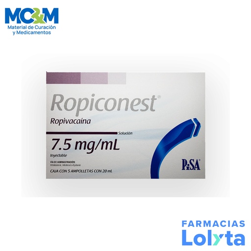 [2485] ROPIVACAINA SOL INY 7.5MG/ML C/5 AMP ROPICONEST LAB PISA