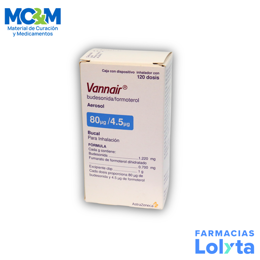 [2573] VANNAIR AEROSOL BUCAL P/INHALACION 80/4.5 MCG C/120 DOSIS BUDESONIDA FORMOTEROL LAB ASTRAZENECA