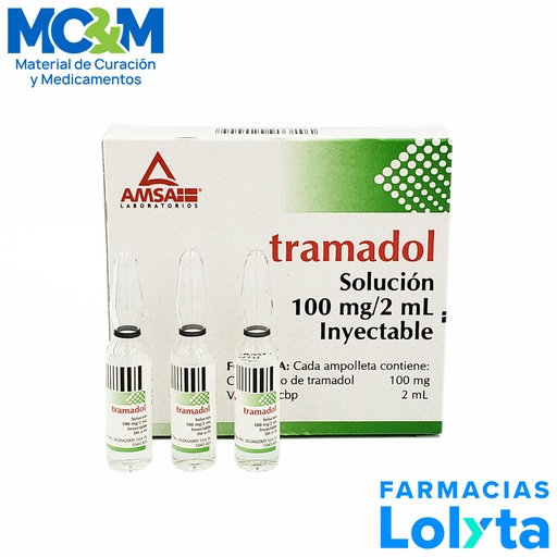 [2583] TRAMADOL SOL INY 100 MG/2 ML C/5 AMP LAB AMSA (VIDRIO)