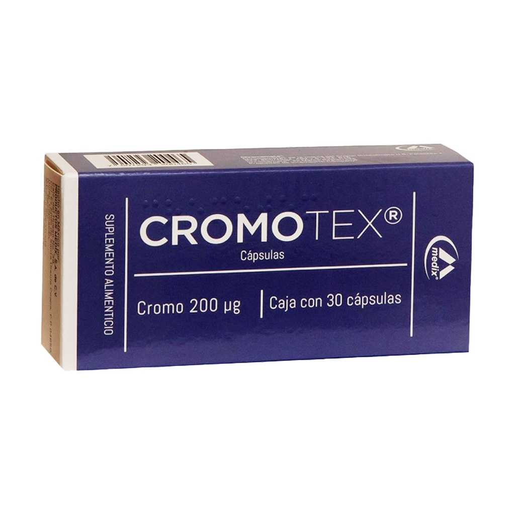 CROMOTEX 200 MCG C/30 CAP SUPLEMENTO ALIMENTICIO CROMO L-CARNITINA LAB MEDIX