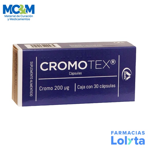 [2625] CROMOTEX 200 MCG C/30 CAP SUPLEMENTO ALIMENTICIO CROMO L-CARNITINA LAB MEDIX
