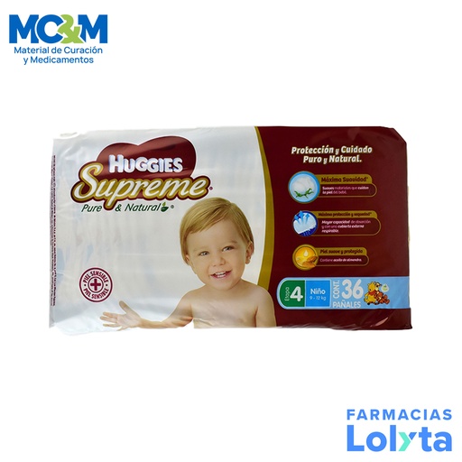 [2664] PAÑAL HUGGIES SUPREME ETAPA 4 C/36 PZAS UNISEX KIMBERLY CLARK