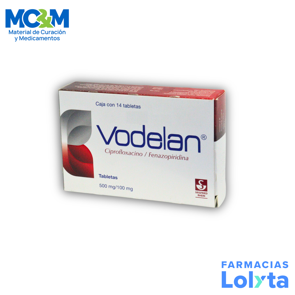 VODELAN 500MG/100MG C/14 TAB CIPROFLOXACINO FENAZOPIRIDINA LAB SIEGFRIED