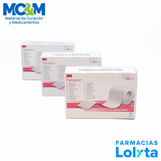 [2720] TRANSPORE 1" 2.5 CM X 9.1 M C/12 ROLLOS REF 1527-1 3M