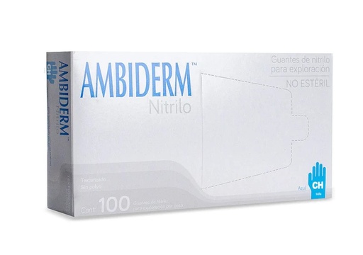 [2829] GUANTE NITRILO NO ESTERIL C/100 PZAS CHICO AZUL ROYAL AMBIDERM