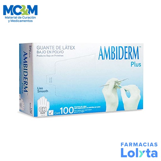 [2836] GUANTE NO ESTERIL PLUS CHICO BLANCO C/100 AMBIDERM