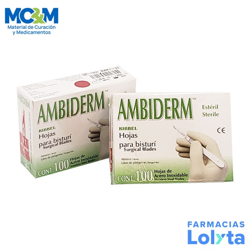 [2852] HOJA PARA BISTURI #11 ACERO INOXIDABLE C/100 AMBIDERM