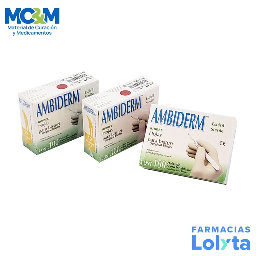 [2854] HOJA PARA BISTURI #12 ACERO INOXIDABLE C/100 AMBIDERM