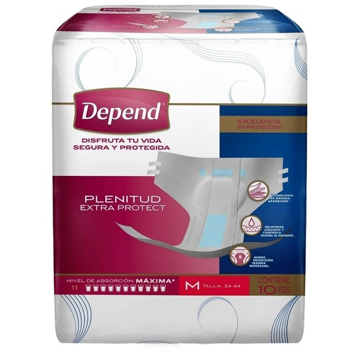 [2874] PAÑAL DEPEND ADULTO PLENITUD EXTRA PROTEC MEDIANO C/10 PZAS KIMBERLY-CLARK