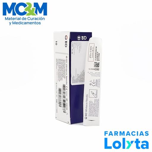 [3027] AGUJA WHITACRE 27 G X 3 1/2 CORTA BD REF 405079
