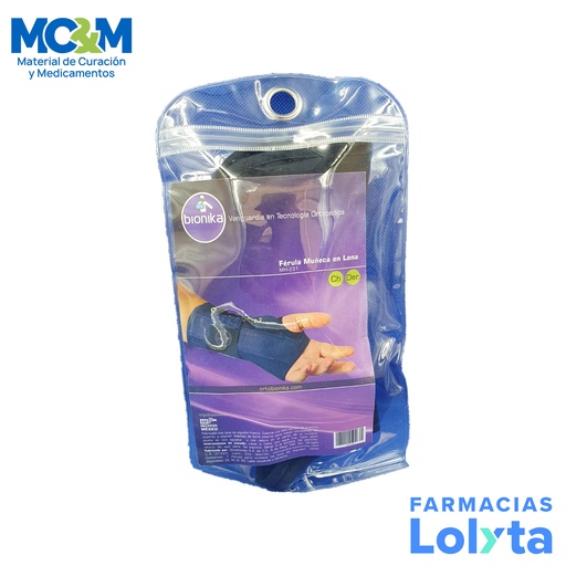 [3104] FERULA PARA MUÑECA CON VARILLA EN LONA ALGODON CHICA DERECHA MH-231 BIONIKA