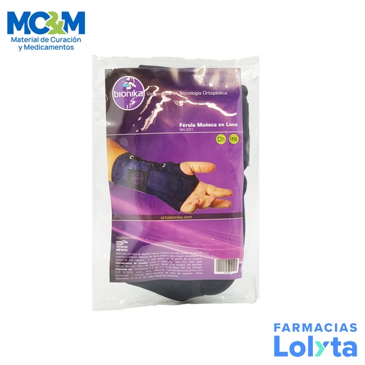 [3105] FERULA PARA MUÑECA CON VARILLA EN LONA ALGODON CHICA IZQUIERDA MH-231 BIONIKA