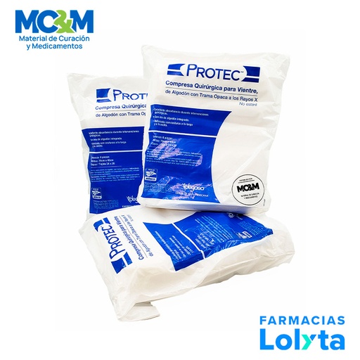 [3388] COMPRESA QUIRURGICA NO ESTERIL HR 70 X 45 CM TEJIDO 24X20 C/6 PZAS PROTEC DEGASA 0102100