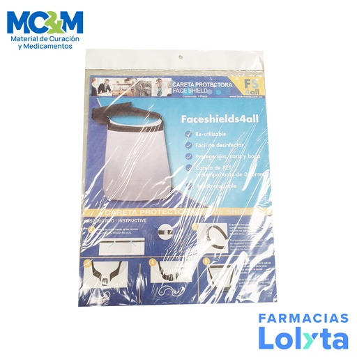 [4490] CARETA PROTECTORA ADULTO CON BANDA AJUSTABLE FACESHIELDS4ALL