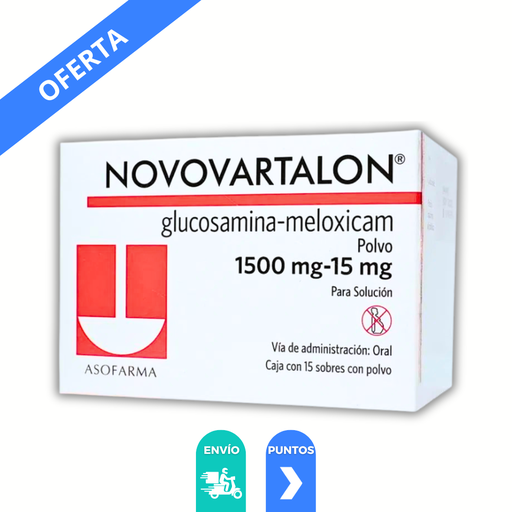 [1421] NOVOVARTALON POLVO 1500/15MG C/15 SOBRES GLUCOSAMINA MELOXICAM LAB ASOFARMA