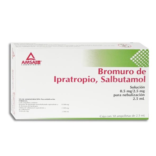[2832] BROMURO DE IPRATROPIO SALBUTAMOL SOL P/NEBULIZAR 0.5/2.5 MG/2.5 ML C/10 AMP LAB AMSA (COMBIVENT)