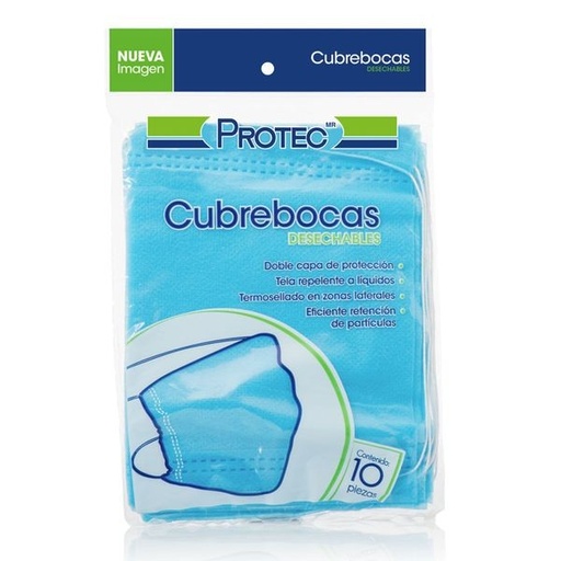 [2978] CUBREBOCAS DESECHABLE C/10 PZAS AZUL NO ESTERIL PROTEC DEGASA