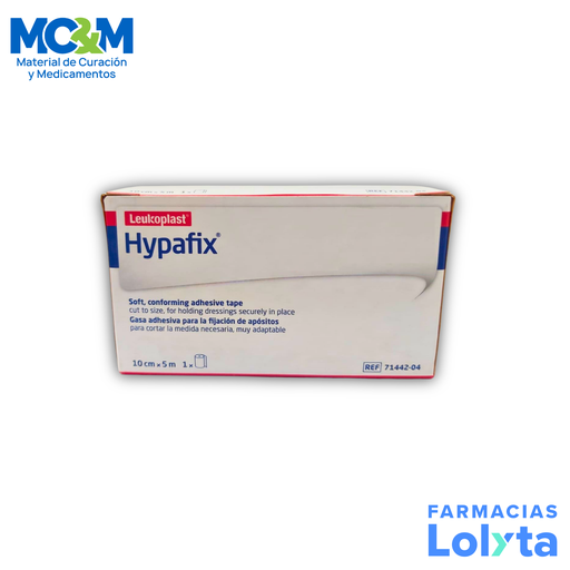 [2211] LEUKOPLAST HYPAFIX 10 CM X 5 M GASA ADHESIVA PARA FIJACION DE APOSITOS REF 71442-04 BSN